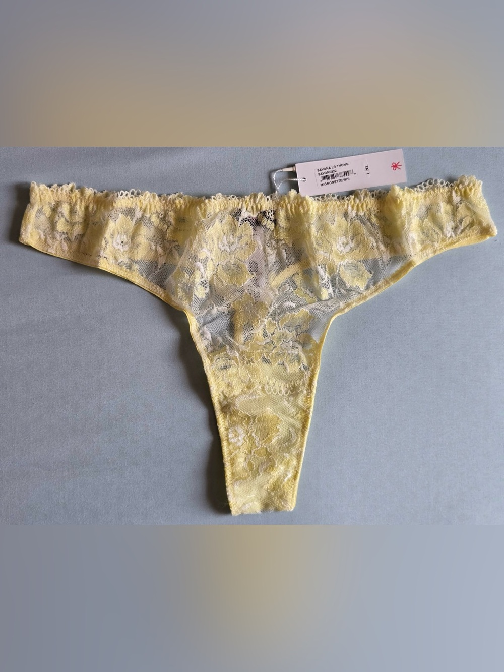 Cosabella Savona Low Rise Thong in Mignonette/White Size L/XL NWT